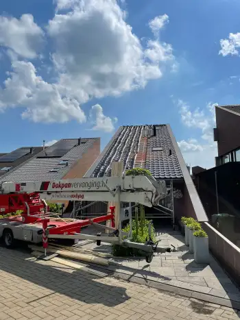 Friesland in de stad Leeuwarden Nelskamp F 8,5 dakpannen gelegd op dak met verholen goot